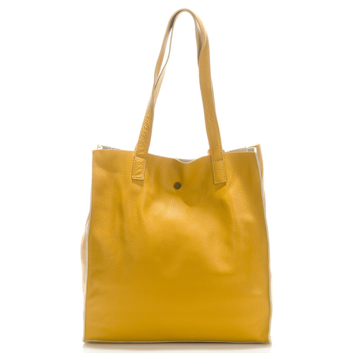 Borse Donna colore Giallo-in pelle Made in Italy 34x28x12cm