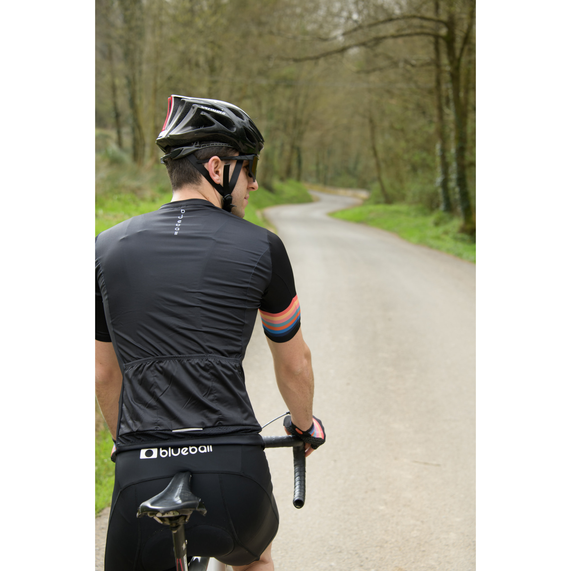 MAILLOT DE CICLISMO MANGA CORTA PARA HOMBRE BLUEBALL EN NEGRO CON LOGO ROJO