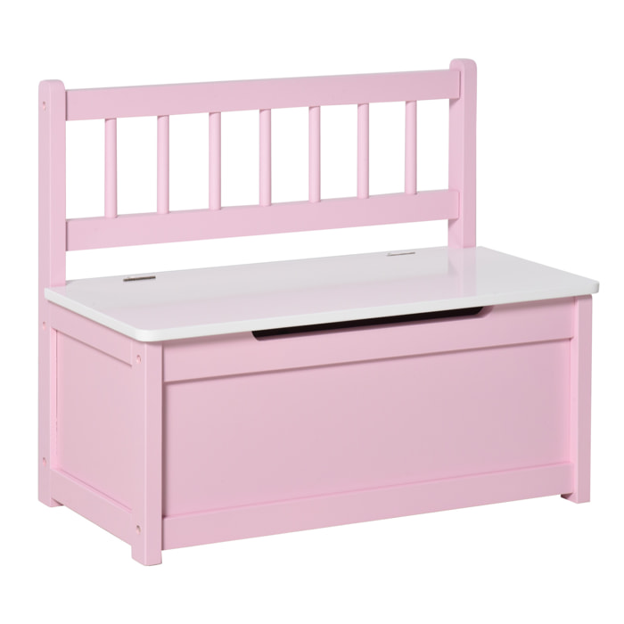 Baúl para Juguetes Banco Almacenaje para Niños con Respaldo y Tapa Amortiguadora Carga 40 kg para Salas de Juego Dormitorio 60x30x50 cm Rosa y Blanco