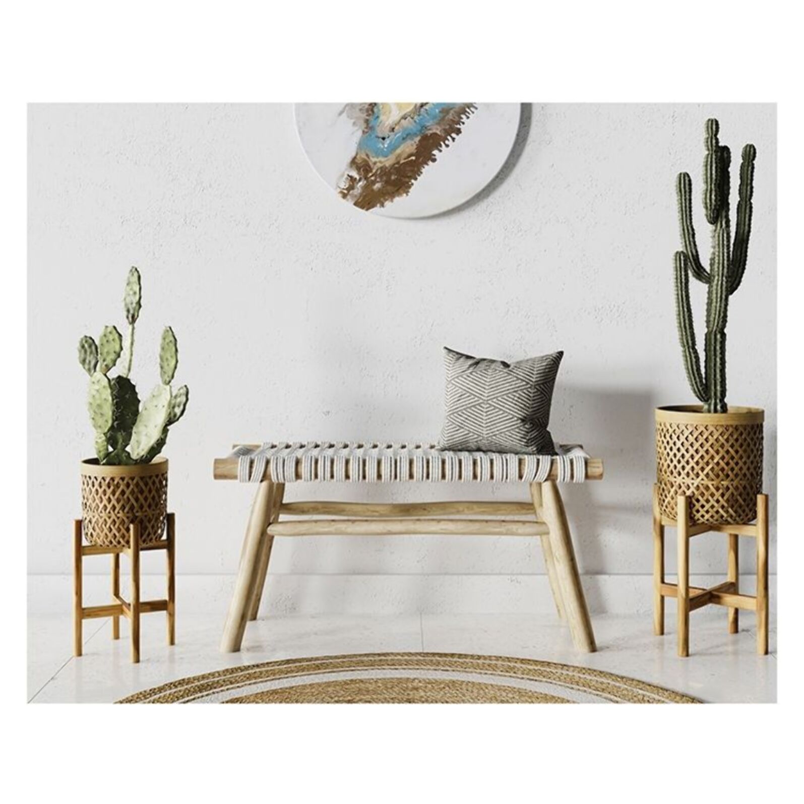 Cache-pot pieds en teck et bambou (lot de 2) - Mila