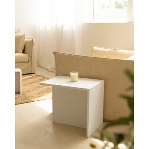 Table basse 2 pièces en bois massif blanc 100x45cm Hauteur: 44.6 Longueur: 100 Largeur: 39