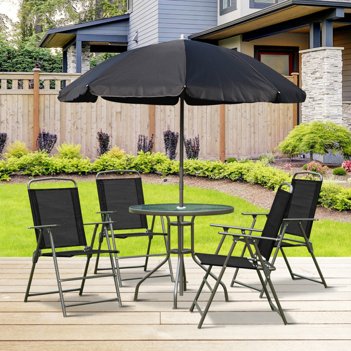 Conjunto Muebles Jardin 4 Sillas Mesa de Comedor Redonda Sombrilla Parasol