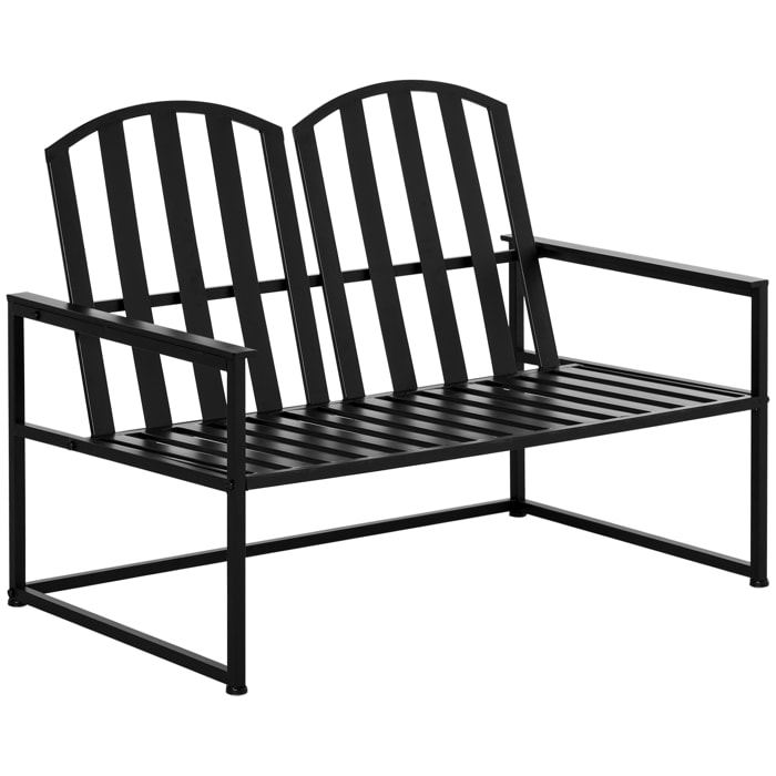 Banc de jardin design contemporain 2 places dim. 108L x 63l x 80H cm métal époxy noir