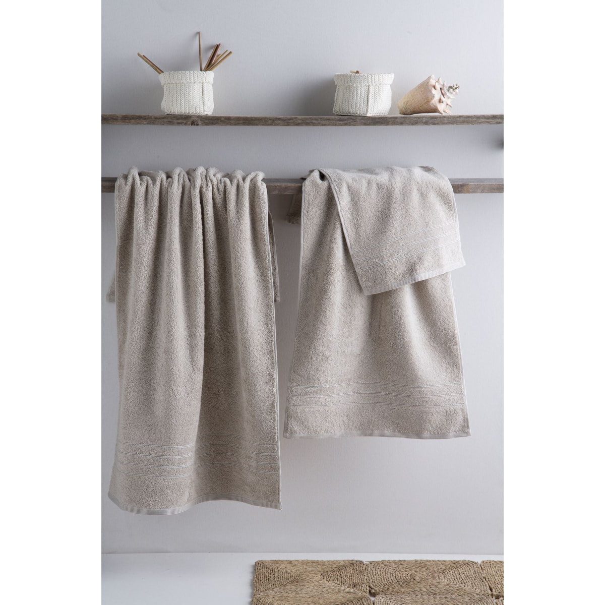 Juego 3 toallas algodón 700 gr/m2 color PIEDRA