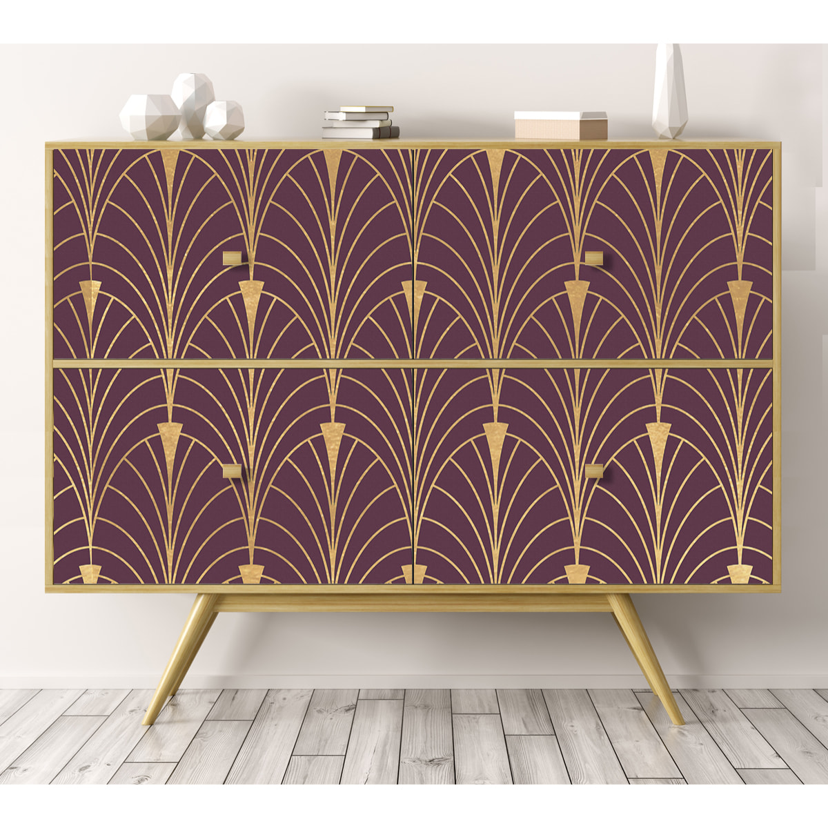 Stickers adhesivos de CERAMIKO - Art-decó in purple and gold 50x100