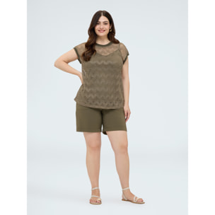 Fiorella Rubino - Pantalones bermuda con cintura elástica - Verde militare