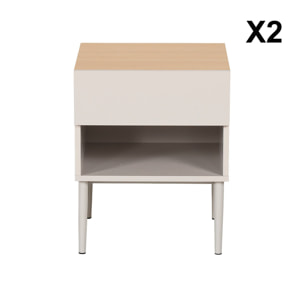 Table de chevet métal et décor bois 1 porte 1 niche (lot de 2) ASHTON