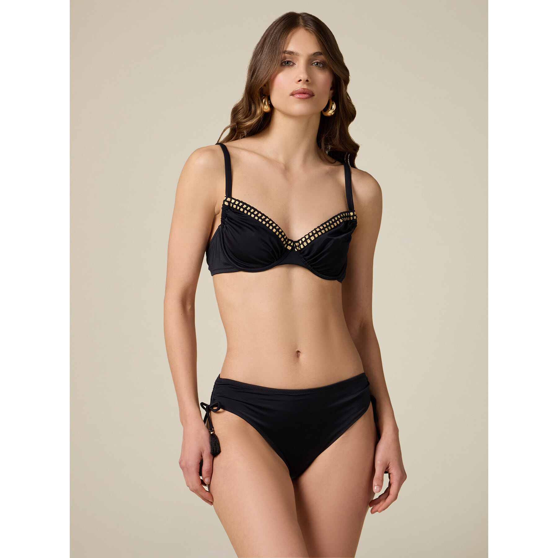 Oltre - Bikini con ricamo etnico - Nero