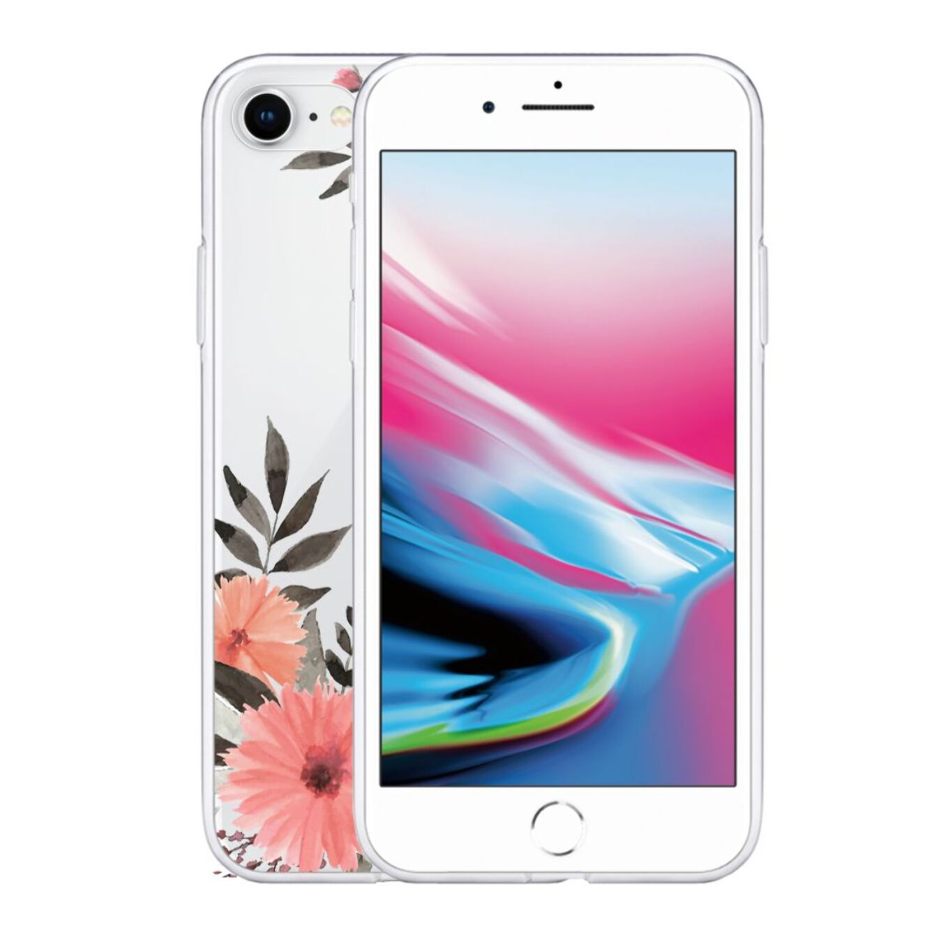 Coque iPhone 7/8/ iPhone SE 2020/ 2022 silicone transparente Fleurs roses ultra resistant Protection housse Motif Ecriture Tendance Evetane