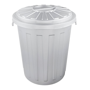 Set de 3 cubos de basura/papelera polivalente Mats con tapa cerrable de plastico resistente 7/23/50 litros en color plateado