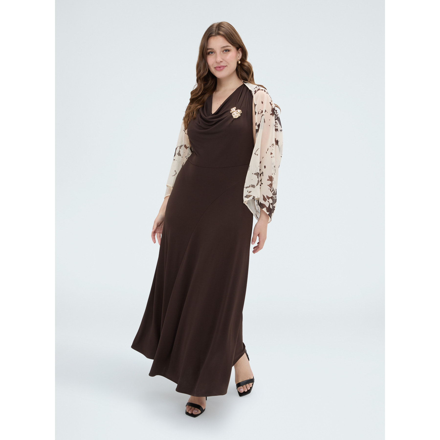 Fiorella Rubino - Bolero corto de georgette estampado - Beige