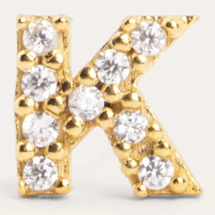 Pendiente Suelto Letter Sparks Plata Baño Oro