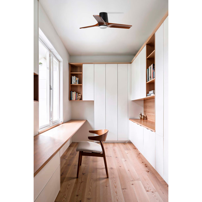 HEYWOOD TUB S Ventilatore a soffitto nero/noce TUYA