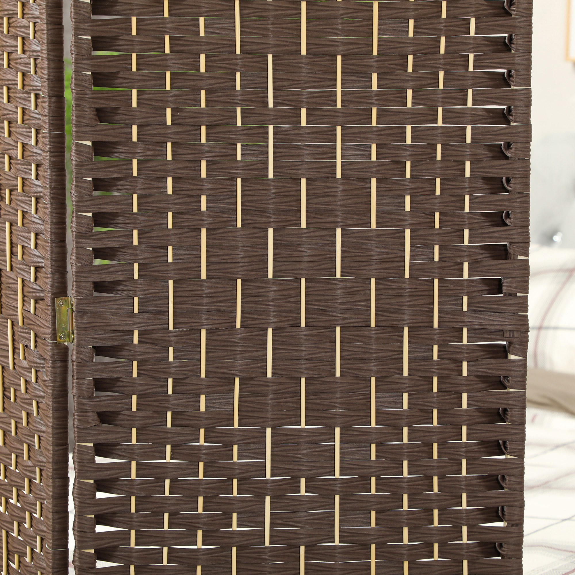 Paravent intérieur en bois 4 panneaux 180 x 180 cm séparateur de pièce pliable bois marron