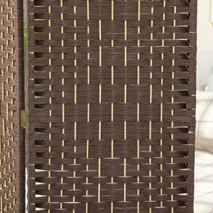Paravent intérieur en bois 4 panneaux 180 x 180 cm séparateur de pièce pliable bois marron