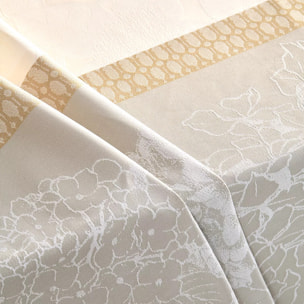 Chemin de table pur coton motif jacquard beige Mille hortensias naturel