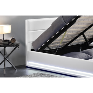 Structure de lit LED avec rangements 140 x 190 cm blanc ALICANTE