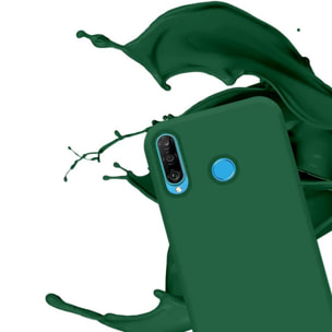 Coque Huawei P30 Lite/ P30 Lite XL Silicone Liquide Vert + 2 Vitres en Verre Trempé Protection écran