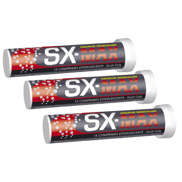 NUTRI EXPERT - SX-MAX - Complément Alimentaire à Base de Bois Bandé, Ginseng, Éleuthérocoque et Vitamines - Pour une Meilleure Fonction Sexuelle Masculine - Arôme Orange - Lot de 3 produits