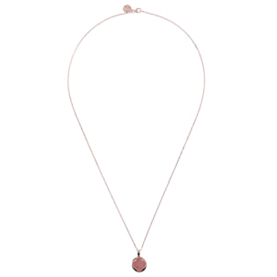 Collana Catena Forzatina con Pendente Quadrifoglio in Quarzite Rossa Placcata Oro Rosa 18kt