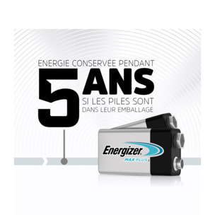 Pack de 4 - Energizer Max Plus Alcaline 9V, pack de 1 Pile