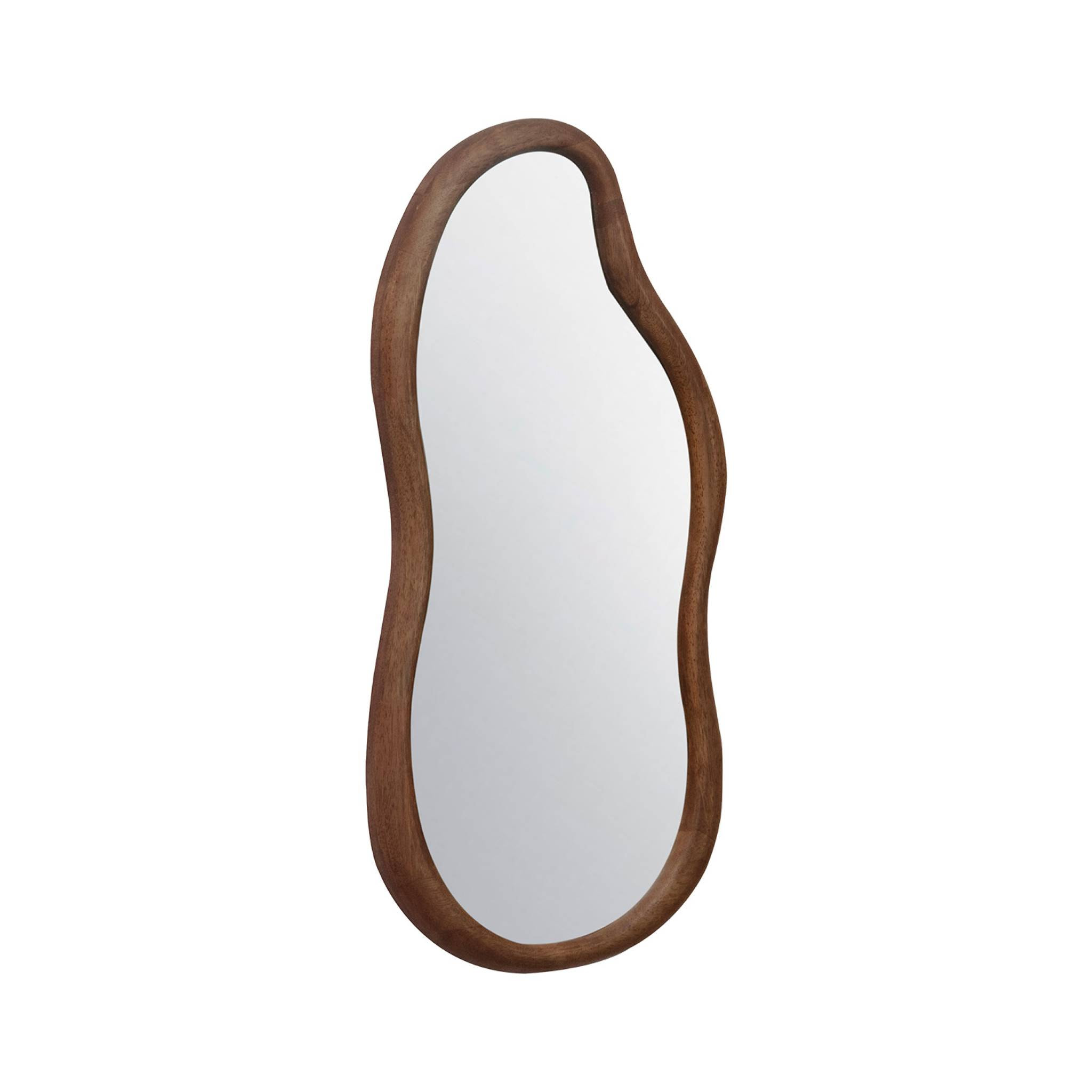 Miroir organique AUSTIN en bois d'hévéa. couleur noyer. 90 cm