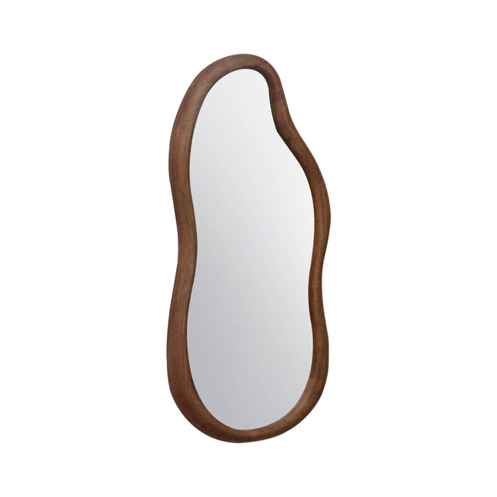 Miroir organique AUSTIN en bois d'hévéa. couleur noyer. 90 cm