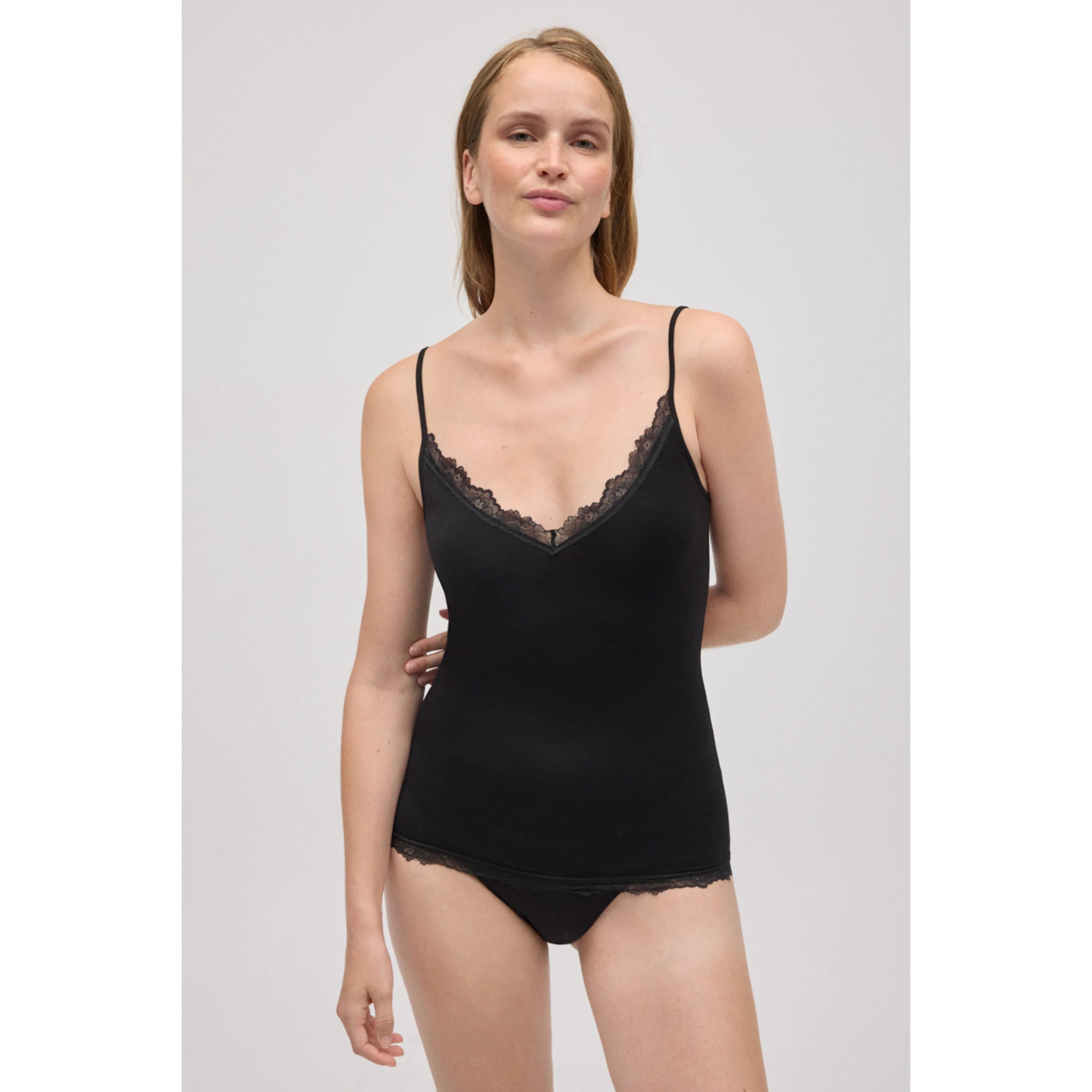 Canottiera nera con spalline in bambù