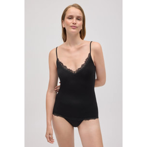 Canottiera nera con spalline in bambù