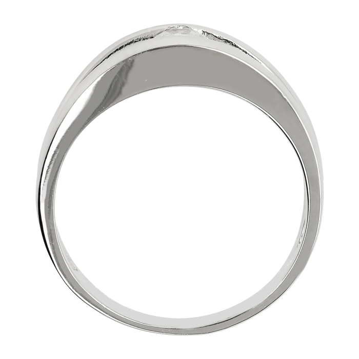 Anello Solitario Doppio con Cubic Zirconia in Argento 925