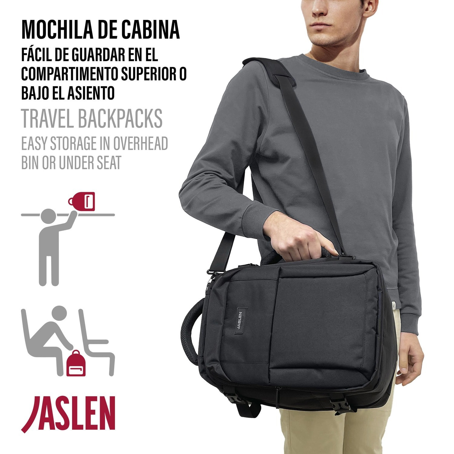 Mochila Viaje Cabina Jaslen Leeds Negro