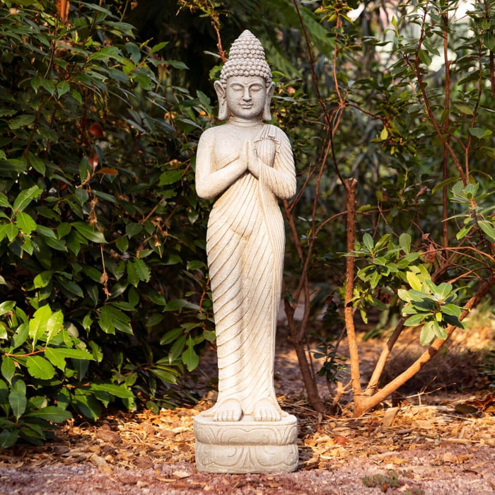 Bouddha déco extérieur Sakin H.100cm magnésie gris