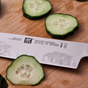 Couteau Santoku, 18 cm, Acier Spécial Inoxydable, Noir, Gourmet