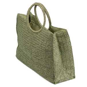 Bérgamo Bolso de mano Mujer. Fabricado en paja trenzada diseño "Summer".