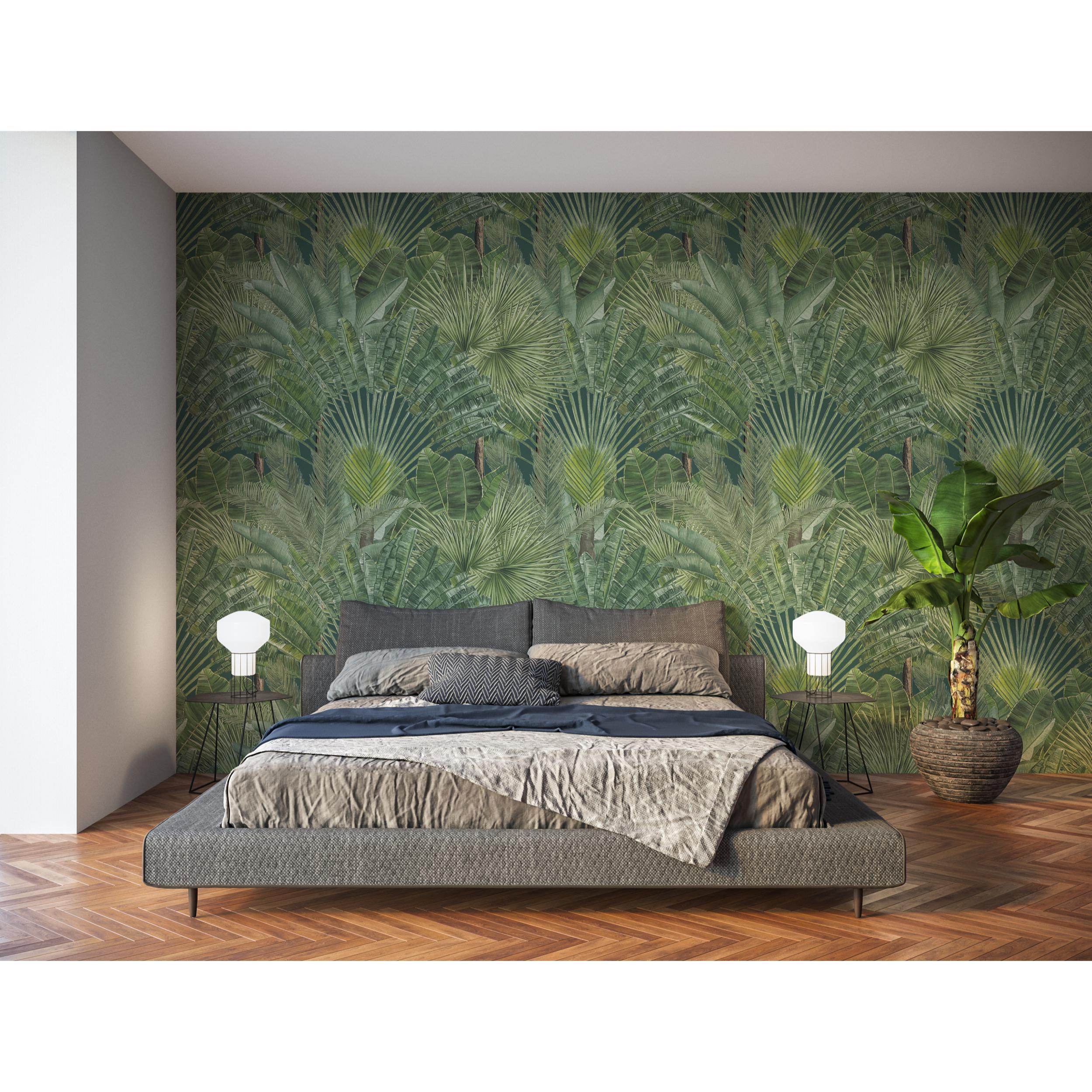 Papel pintado CERAMIKO, Mural Jungla Tropical - Verde 250x330 cm