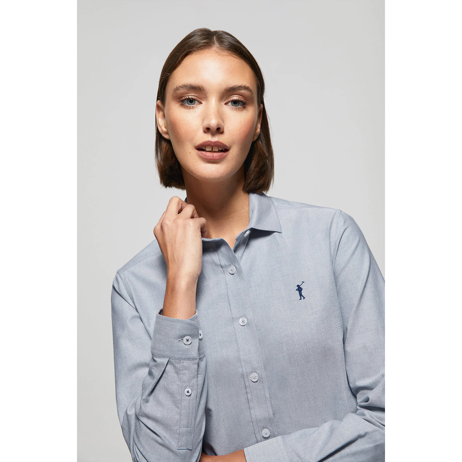 Camicia Oxford Regular fit blu denim con logo Rigby Go