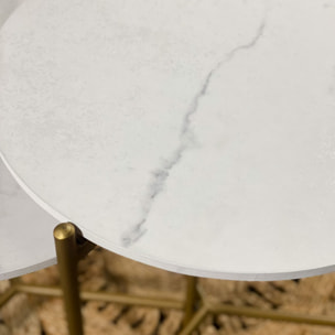 Set de 2 tables basses effet marbre et pieds en métal SHIAP