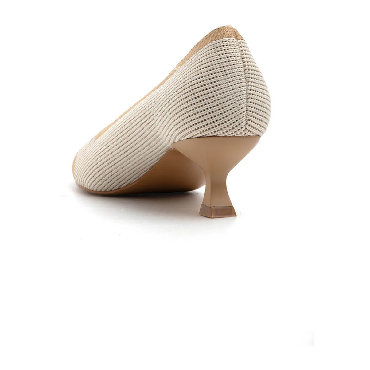 Decolleté a punta bicolore con tacco kitten - BEIGE