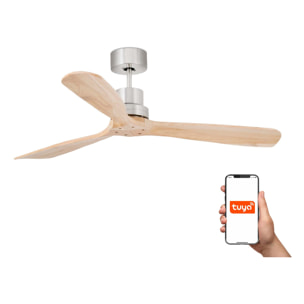 LANTAU L Ventilatore a soffitto nichel opaco/pino TUYA
