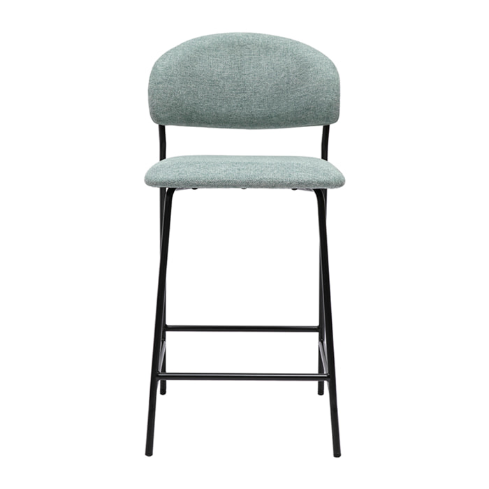 Tabourets de bar en tissu effet velours texturé vert céladon H64 cm (lot de 2) BENTA