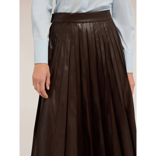Motivi - Falda plisada de tela revestida - Marrón