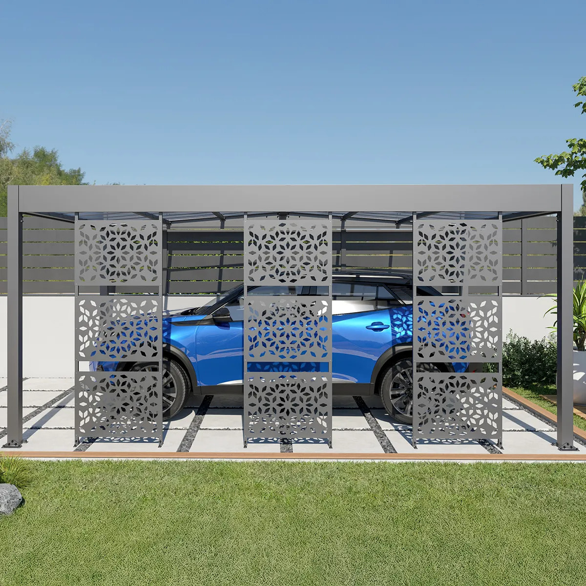 Carport aluminium Trigano - LIBECCIO + 3 claustras - 16 m²