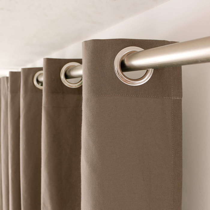 Rideau coloré en pur coton 8 œillets - Taupe