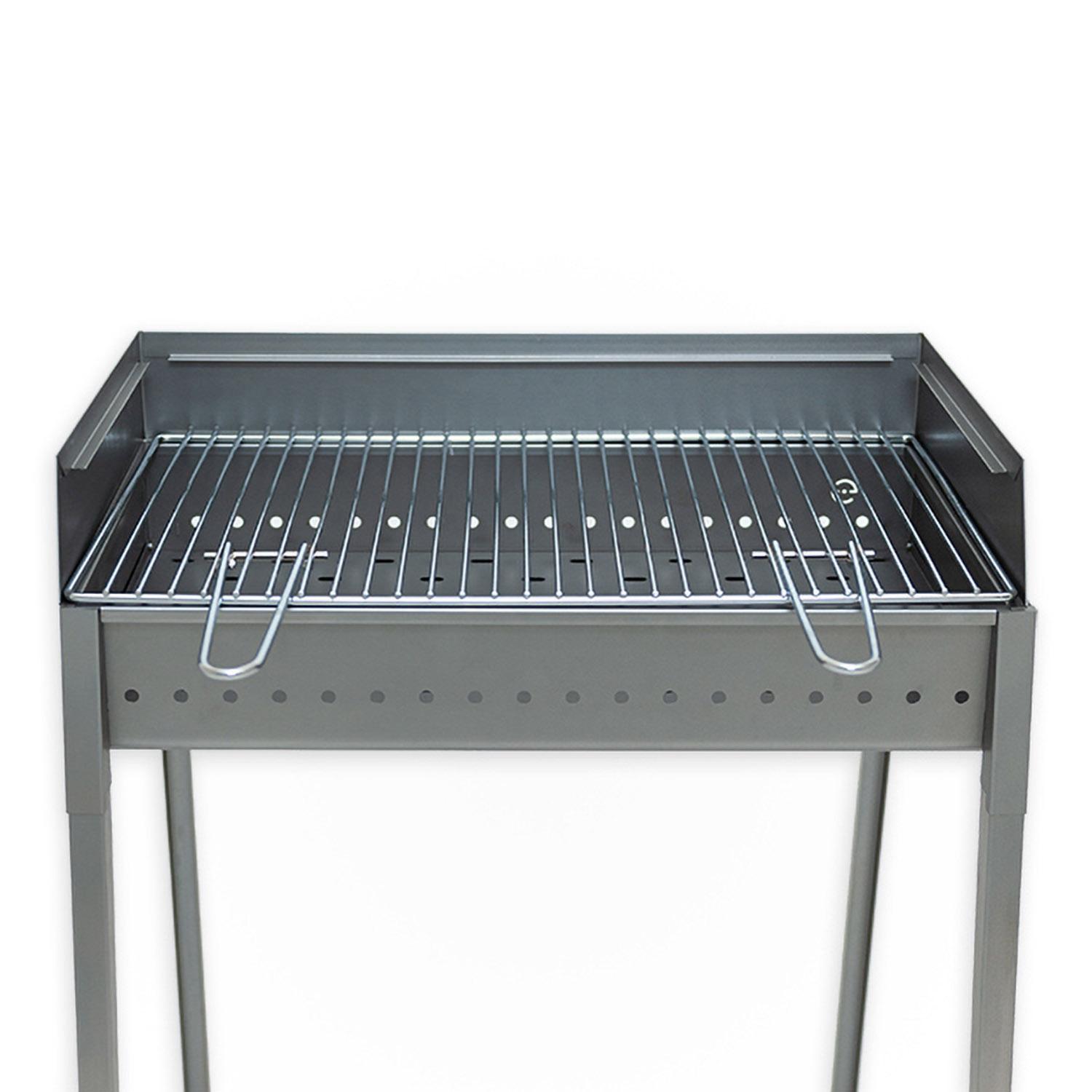 Vesuvio - Barbecue portatile ferro alluminato bbq pieghevole carbonella legna con bruciatore 60x40cm