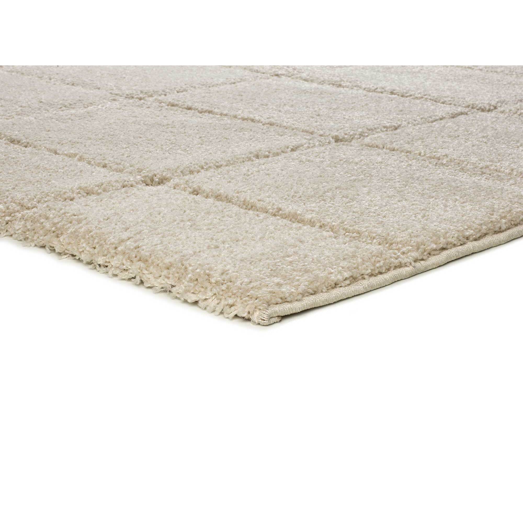MOLIER Alfombra shaggy con formas abstractas en blanco, varias medidas disponibles.