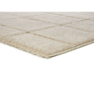 MOLIER Alfombra shaggy con formas abstractas en blanco, varias medidas disponibles.
