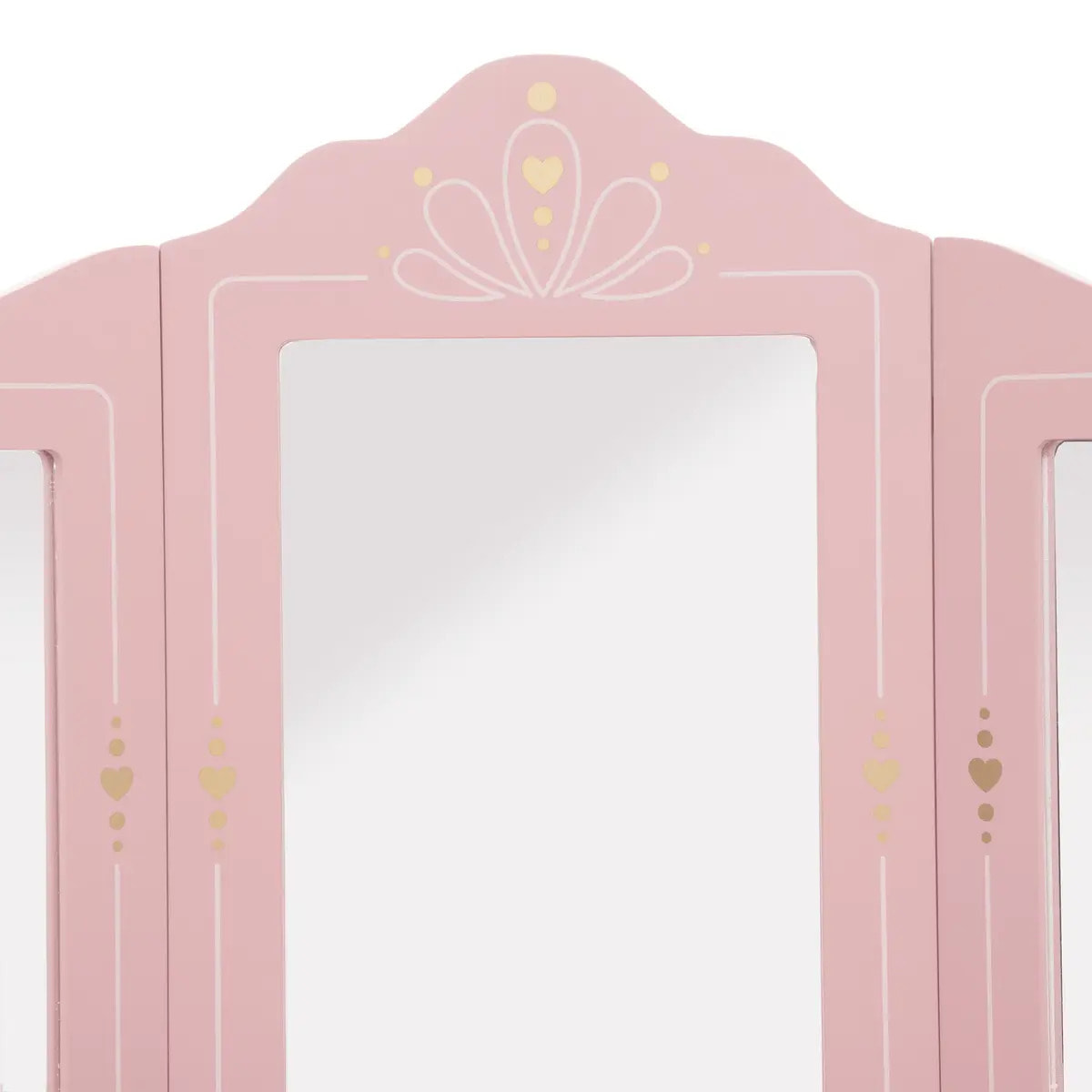 Coiffeuse et tabouret enfant "Sissi" rose L60cm