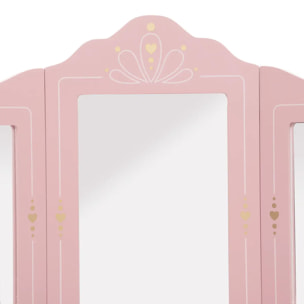 Coiffeuse et tabouret enfant "Sissi" rose L60cm