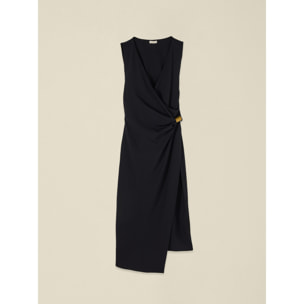 Oltre - Vestido midi cruzado - Negro