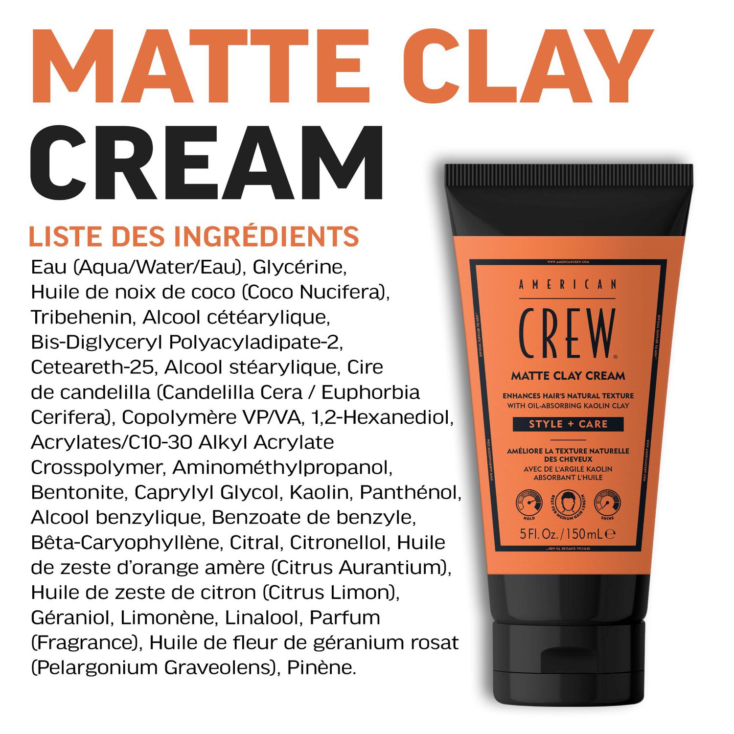 Crew Styling - Coiffant-soin hybride Matte Clay Cream 150ml
